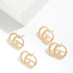 Wholesale double Circle Stud Earrings Pearl Inlays W