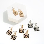 Wholesale double Circle Pearl Enamel Handbag Drop Earrings Rhinestone Stud Accen