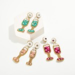 Wholesale beaded Champaign Glass Drop Earrings L