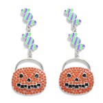 Wholesale enamel Candy Rhinestone Jack O Lantern Drop Earrings L