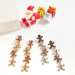 Wholesale linked Metal Gingerbread Man Drop Earrings Rhinestone Accents L