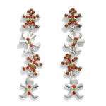 Wholesale linked Metal Gingerbread Man Drop Earrings Rhinestone Accents L