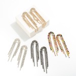 Wholesale statement Crystal Arch Tassel Post Drop Earrings L