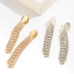 Statement Rhinestone Tassel Post Drop Earrings.

- Approximately 3" L