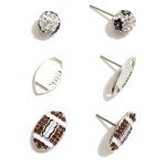 Wholesale set Three Rhinestone Football Stud Earrings W