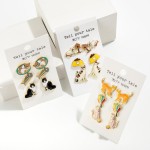 Wholesale set Three Enamel Cat Stud Earrings W