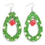 Wholesale long Glitter Christmas Teardrop Earrings Enamel Mitten Charms L