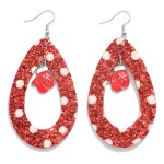 Long Glitter Christmas Teardrop Earrings Featuring Enamel Mitten Charms.

- Approximately 3.5" L