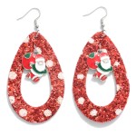 Long Glitter Christmas Teardrop Earrings Featuring Enamel Santa Charms.

- Approximately 3.5" L