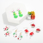 Wholesale enamel Drop Earrings Green Snowman Hat L