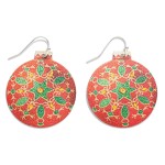 Wholesale textured Metal Christmas Ornament Drop Earrings L
