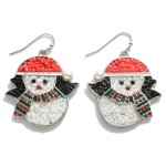 Wholesale beaded Snowman Drop Earrings Rhinestone Scarf Pearl Hat Accent L