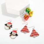 Metal Christmas Tree Drop Earrings With Seed Bead Inlays.

- Approximately 1.5" L 