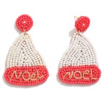 Wholesale santa Hat Seed Beaded Drop Earrings Noel L