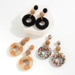 Beaded Circular Drop Earrings Featuring Gold Tone Accents 

- Approximately 3" L