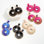 Circular Drop Earrings Featuring Seed Bead Detail 

- Approximately 2.5" L 