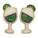 Wholesale rhinestone Seed Beaded Bubbly Drink Drop Earrings L