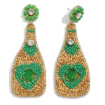 Champagne Bottle Drop Earrings Featuring Rhinestone Accents

- Approximately 3 " L