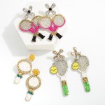 Wholesale rhinestone Double Racket Drop Earrings L