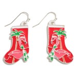 Wholesale flamingo Christmas Stocking Enamel Drop Earrings L