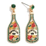 Wholesale rhinestone Studded Champagne Bottle Drop Earrings L