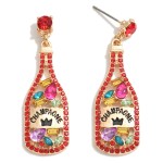 Wholesale rhinestone Studded Champagne Bottle Drop Earrings L