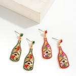 Wholesale rhinestone Studded Champagne Bottle Drop Earrings L