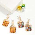 Wholesale pearl Rhinestone Popcorn Bucket Drop Earrings L