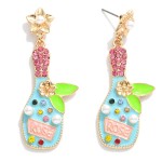 Wholesale statement Enamel Rhinestone Rose Bottle Drop Earrings L