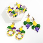 Seed Bead Fleur di Lis and Jester Hat Drop Earrings

- Approximately 2.75" L