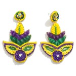 Seed Bead and Sequin Mardi Gras Drop Earrings

- Approximately 2.75" L