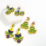 Wholesale seed Bead Rhinestone Mardi Gras Mask Drop Earrings L