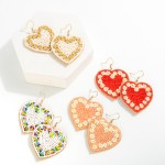 Seed Bead Heart With Flower Border Drop Earrings

- Approximately 2" L