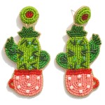 Wholesale seed Bead Potted Cactus Drop Earrings L