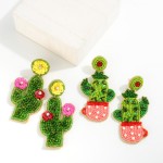 Wholesale seed Bead Potted Cactus Drop Earrings L