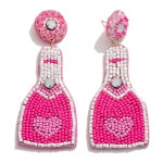 Seed Bead Heart Champagne Bottle Drop Earrings

- Approximately 3.25" L