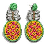 Wholesale statement Seed Bead Rhinestone Pineapple Drop Earrings L