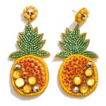 Wholesale statement Seed Bead Rhinestone Pineapple Drop Earrings L