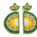 Wholesale seed Bead Rhinestone Lime Slice Drop Earrings L