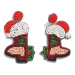 Seed Beaded Christmas Cowboy Boot With Santa Hat

- Approximately 2.5" L