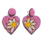 Wholesale seed Bead Heart Daisy Drop Earrings L