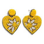 Seed Bead Heart Daisy Drop Earrings

- Approximately 2" L