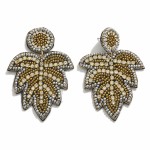 Seed Bead and Rhinestone Leaf Drop Earrings

- Approximately 2.75" L