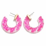 Wholesale acetate Hoop Earrings Flower Print Diameter