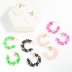 Wholesale acetate Hoop Earrings Flower Print Diameter