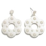 Wholesale metal Flower Drop Earrings Embossed Flower Accents L