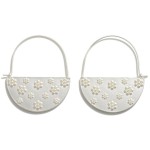 Wholesale half Circle Drop Earrings Raised Flower Detail L