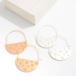 Wholesale half Circle Drop Earrings Raised Flower Detail L