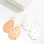 Wholesale metal Teardrop Earrings Raised Flower Detail L