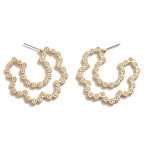 Wholesale wavy Flower Drop Hoop Earrings L